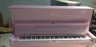 Sơn đàn piano Yamaha U1H màu hồng